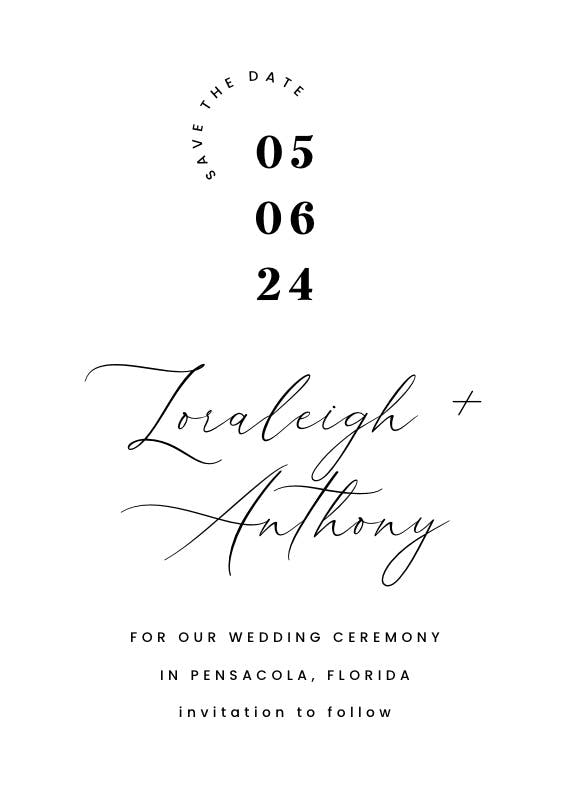 Elegant calligraphy - save the date card