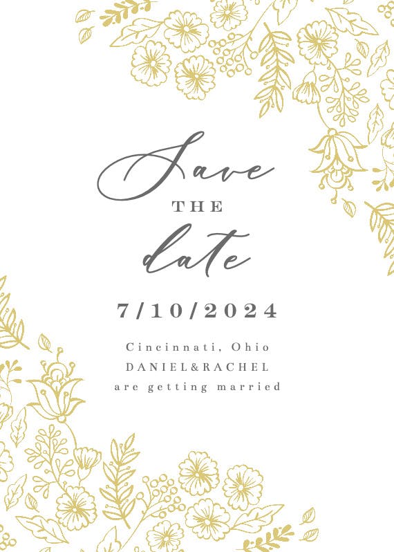 Elegant flowers - save the date card