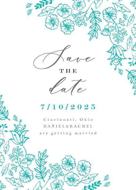 Elegant flowers - save the date card