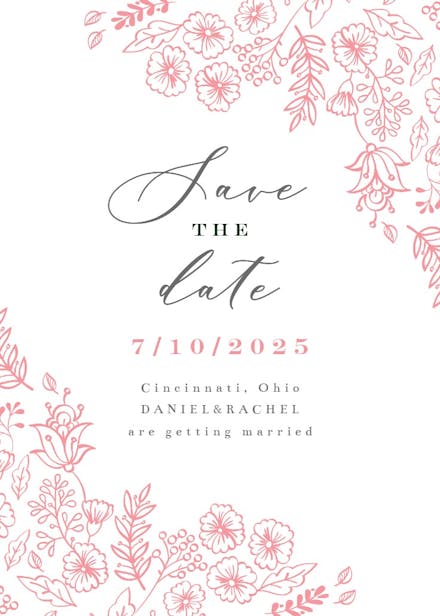 Elegant flowers - save the date card