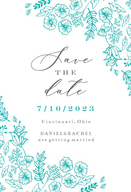 Elegant Flowers - Save The Date Card Template (Free) | Greetings Island