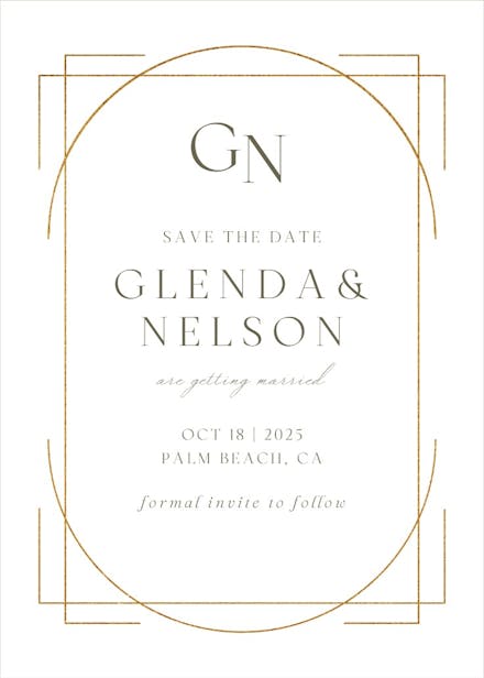 Elegant golden lines - save the date card