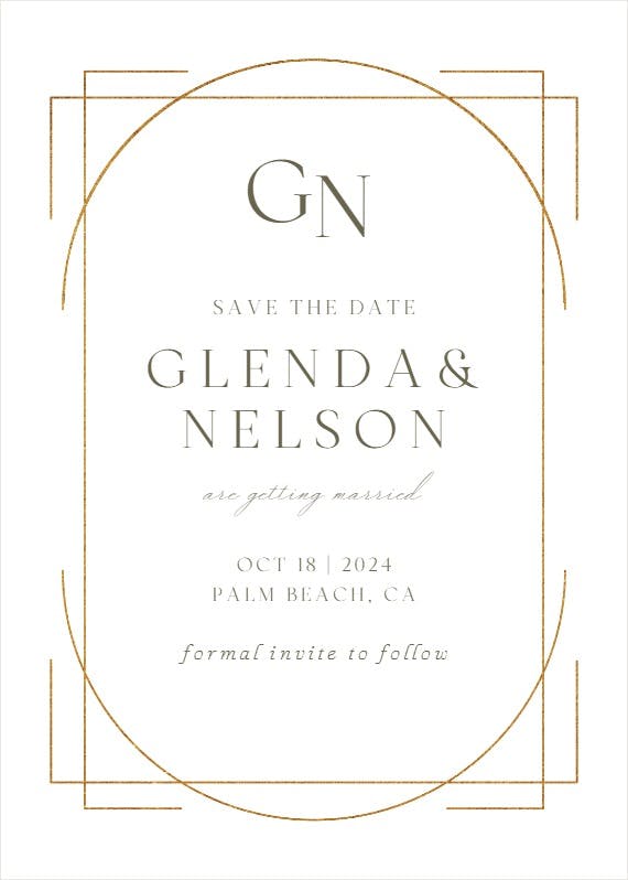 Elegant golden lines - save the date card
