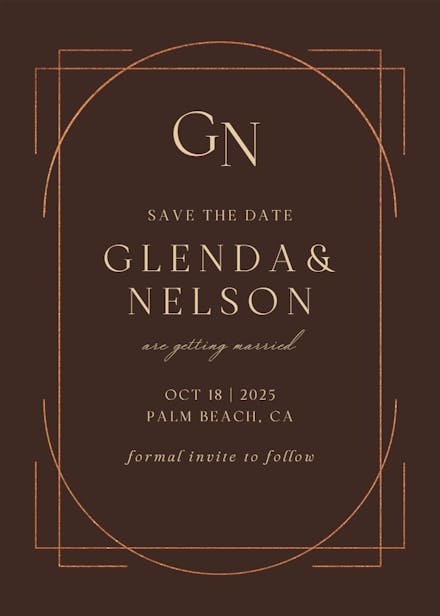 Elegant golden lines - save the date card