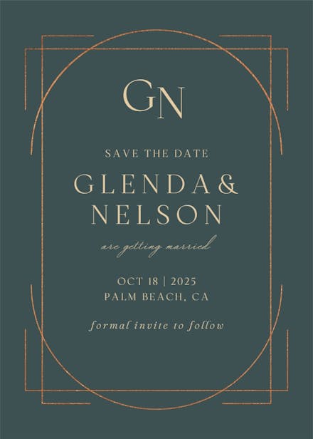 Elegant golden lines - save the date card