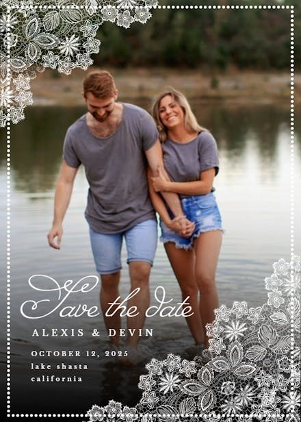 Elegant lace - save the date card