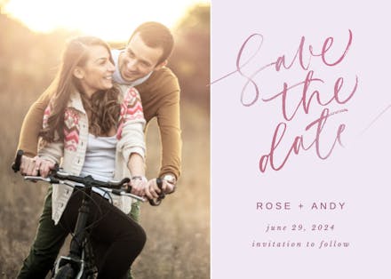 Elegant script - save the date card