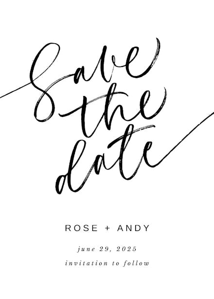 Elegant script letters - save the date card