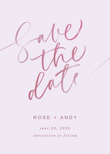 Elegant script letters - save the date card