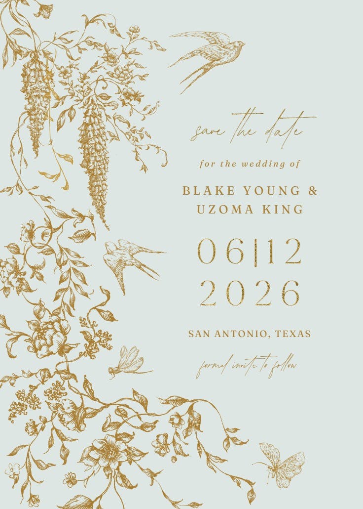 Etched autumn florals - save the date card