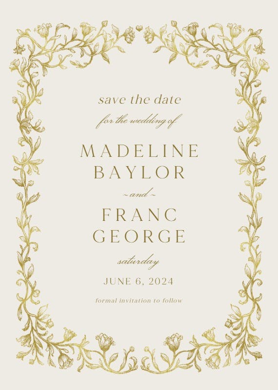 Etched deco - save the date card