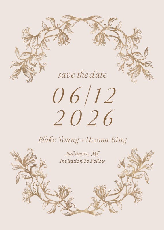 Etched frame - save the date card