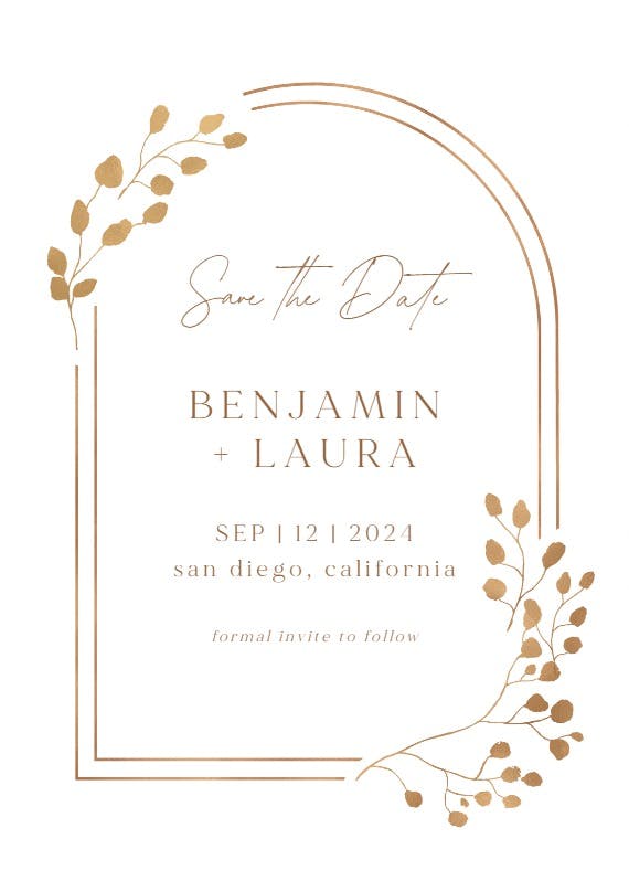 Eucalyptus leaves - save the date card