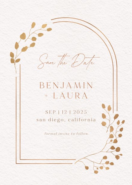 Eucalyptus leaves - save the date card