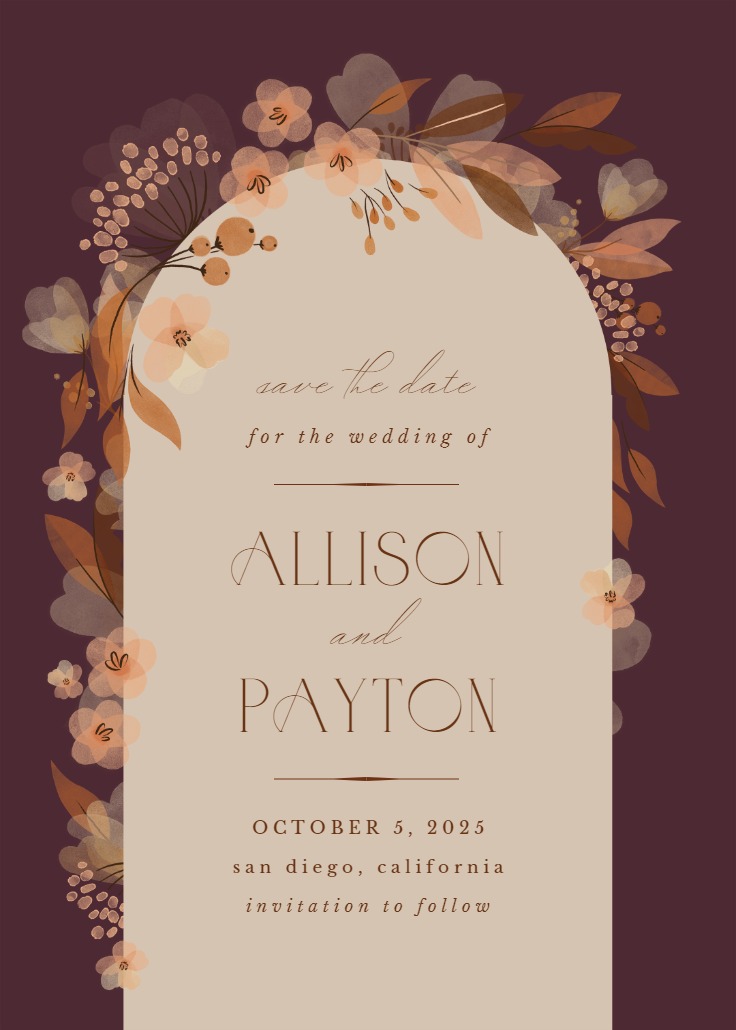 Fall floral arch - Save the Date Card | Greetings Island