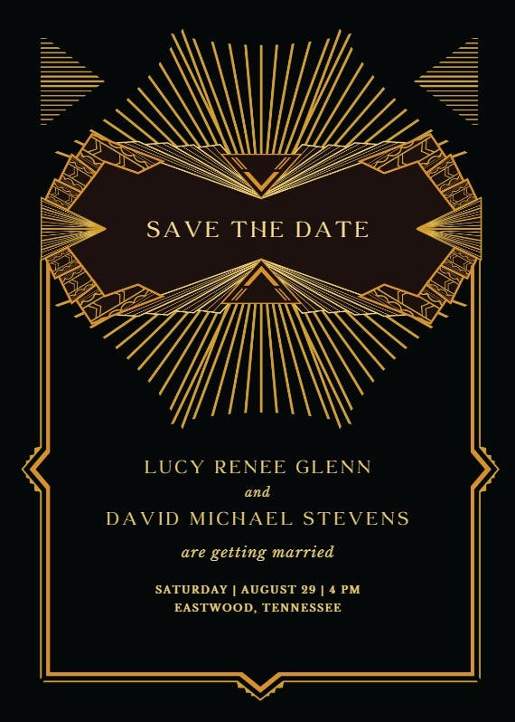 Fancy art deco - save the date card