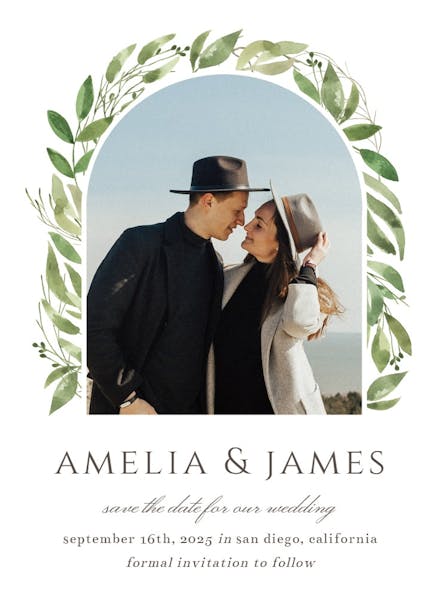 Feathery ferns border - save the date card