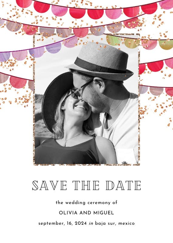 Fiesta flags photo - save the date card