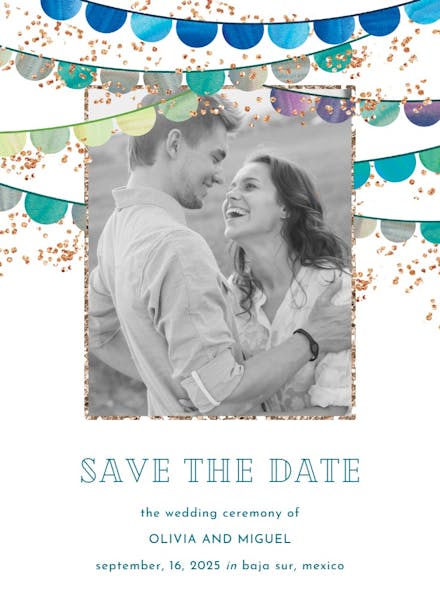 Fiesta flags photo - save the date card
