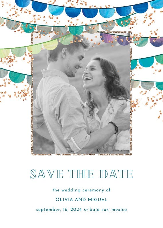 Fiesta flags photo - save the date card