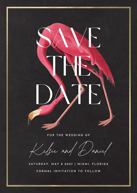 Flamingo love - save the date card