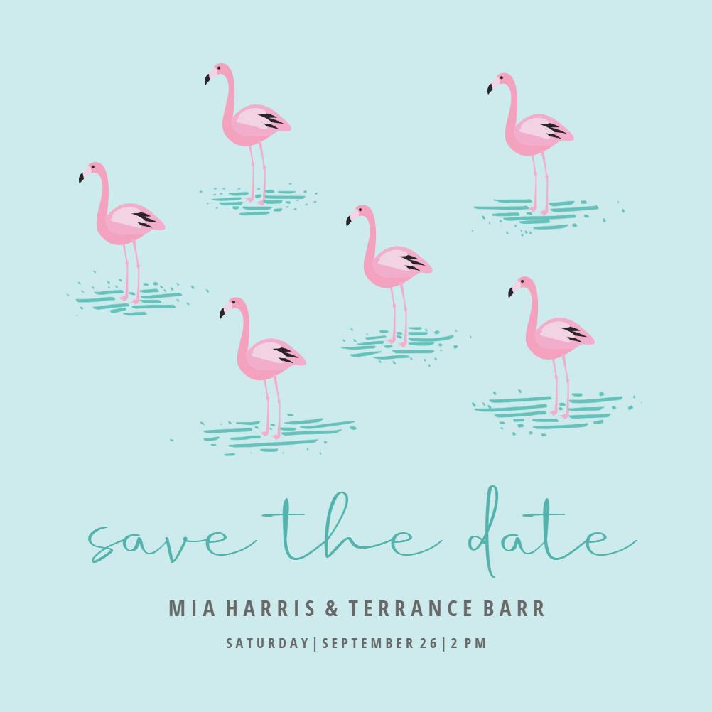 Flamingo save the date - save the date card