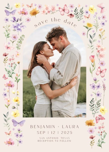 Floral arch - save the date card
