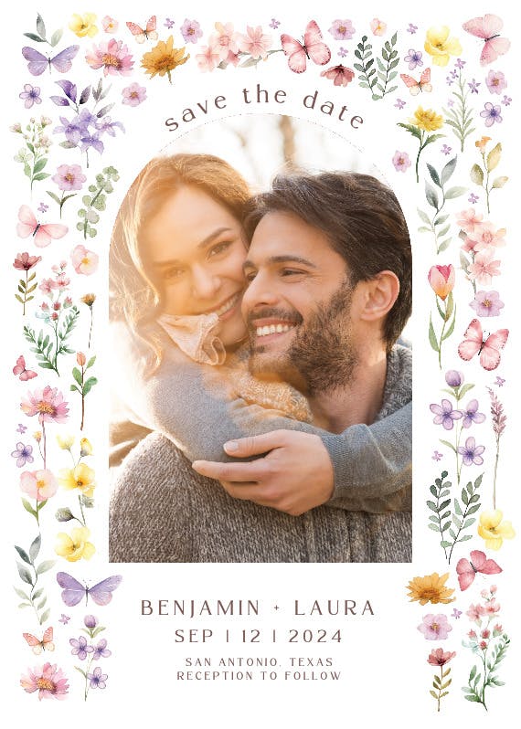 Floral arch - save the date card