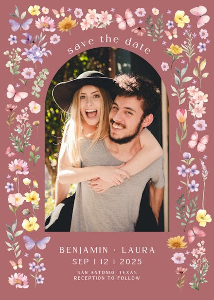 Floral arch - save the date card