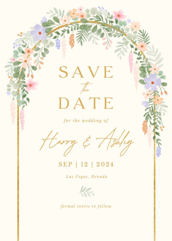 Floral arch -  tarjeta para reserva la fecha