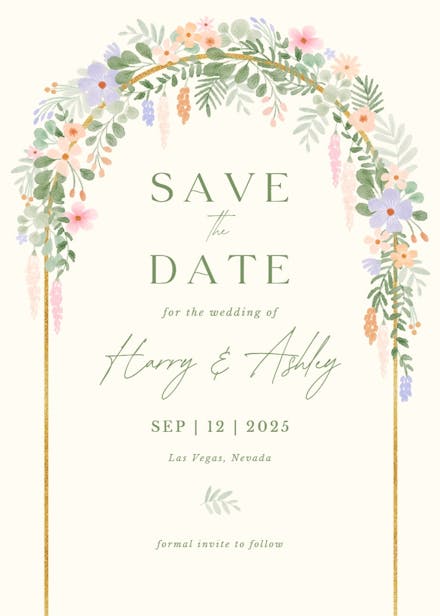 Floral arch - save the date card