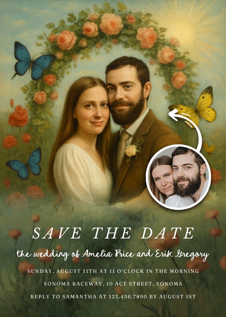 Floral archway - save the date card