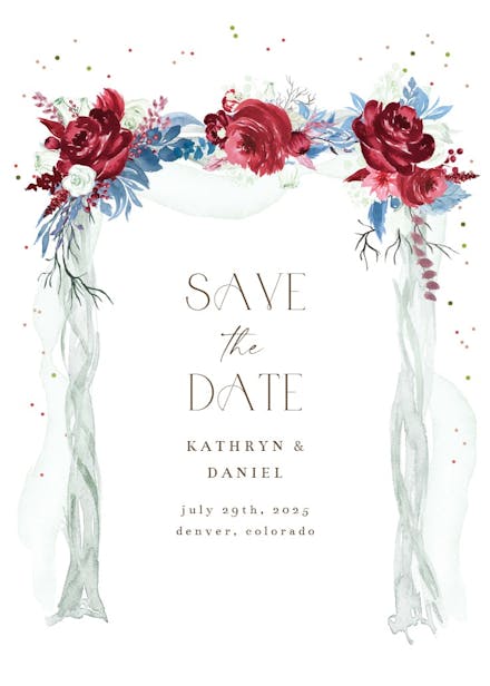 Floral canopy - save the date card