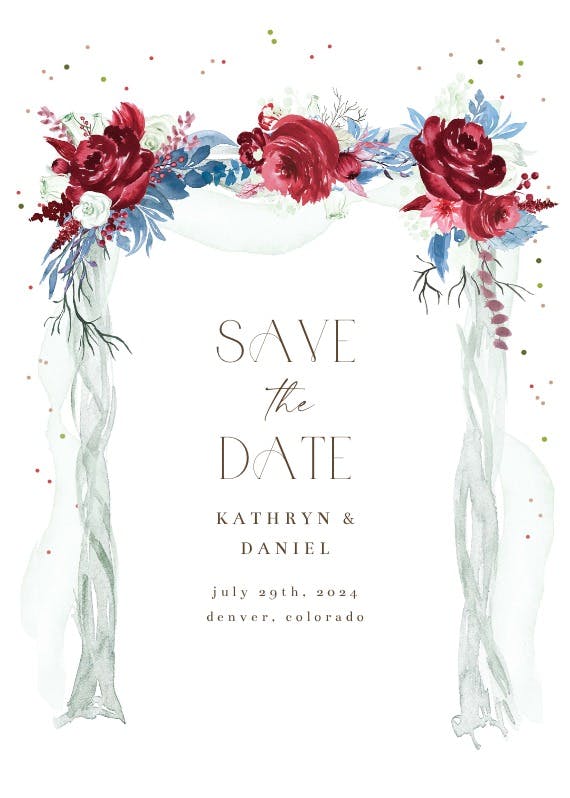 Floral canopy - save the date card