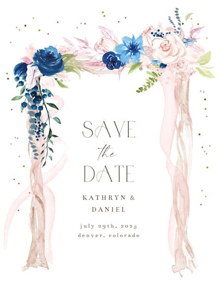 Floral canopy - save the date card