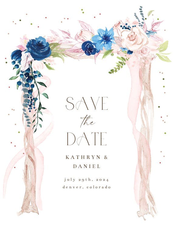 Floral canopy - save the date card