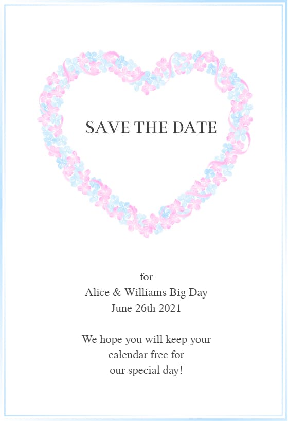 Floral heart - save the date card