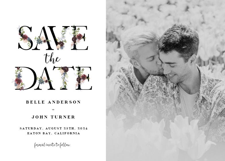Floral letter - save the date card