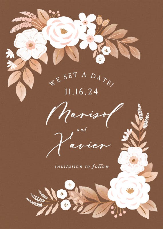 Floral peonies - save the date card