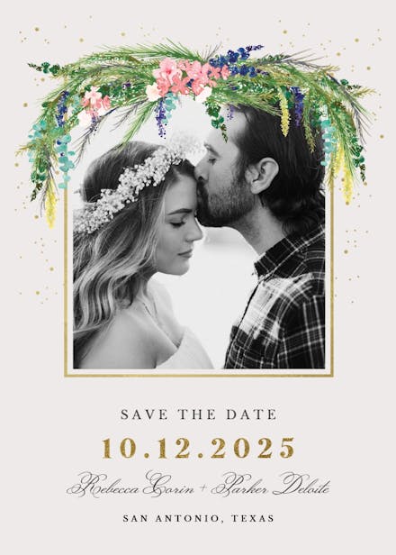 Floral pine - save the date card