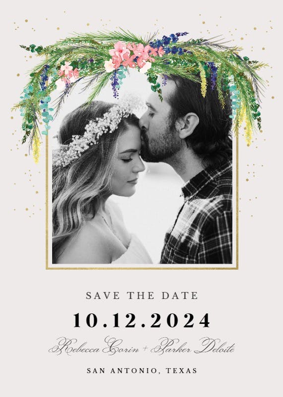 Floral pine - save the date card