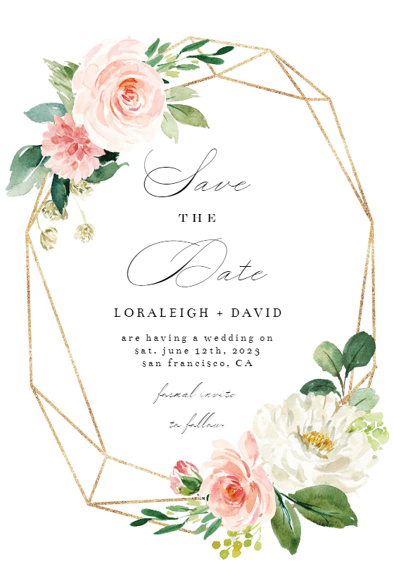 Frame and floral - Save the Date Card Template | Greetings Island