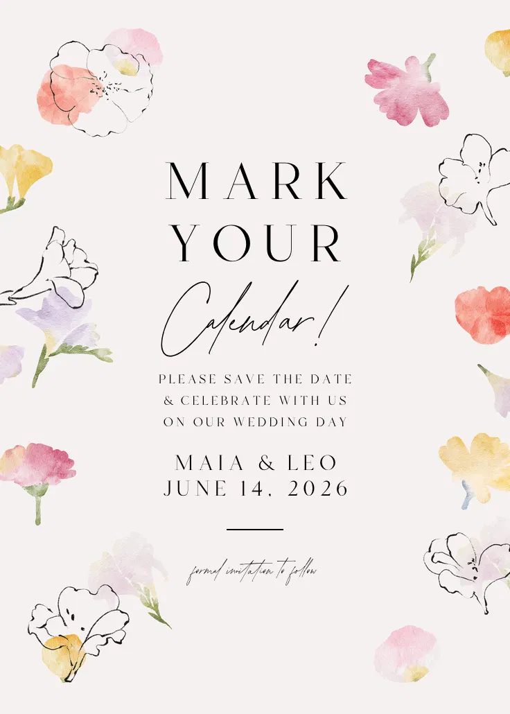 Floral stamps - การ์ดแจ้งวันงาน