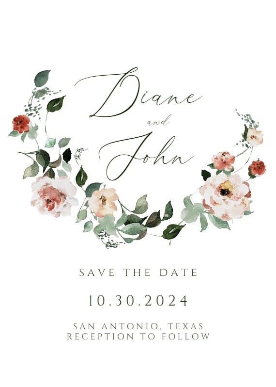 Floral wreath - save the date card
