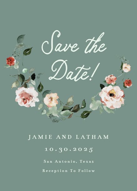 Floral wreath - save the date card
