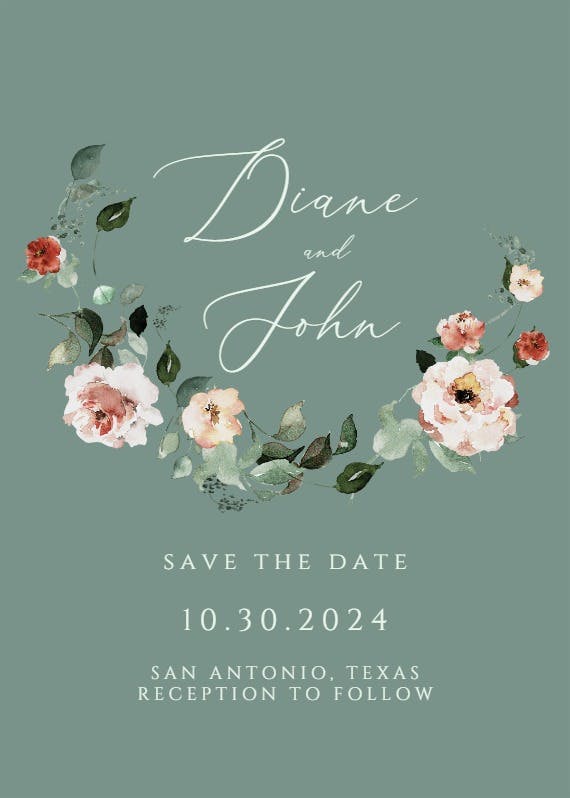Floral wreath - save the date card