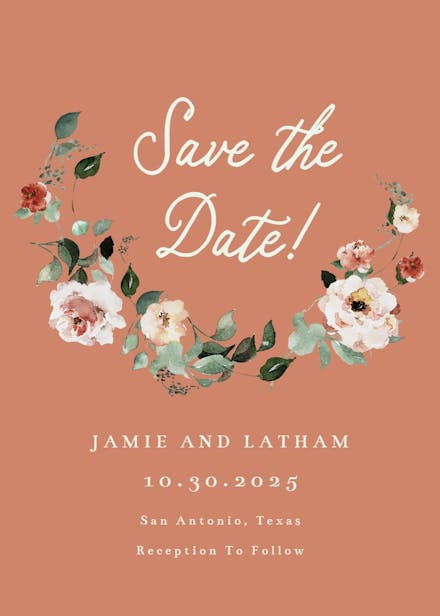 Floral wreath - save the date card