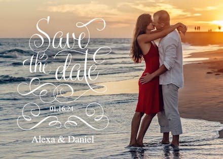 Flourished love photo - save the date card