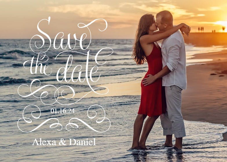 Flourished love - save the date card