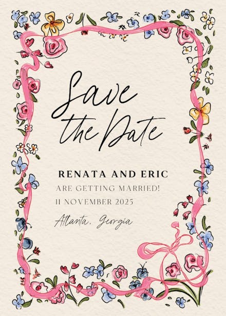 Flourished love - save the date card